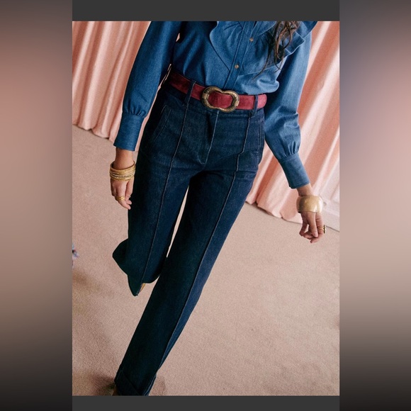 Sezane Lukas Trousers Indigo - Size 34 - Picture 1 of 10